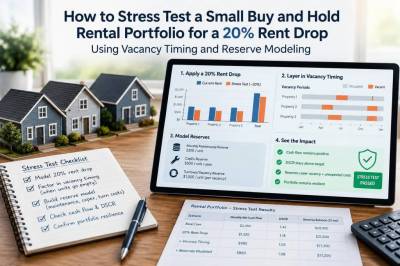 How to stress-test a small buy-and-hold rental portfolio for a 20% rent drop using vacancy timing and reserve modeling